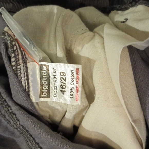 Big Dude Grey Camo Cargo Straight Leg Cotton Pants A34 - Picture 6 of 7